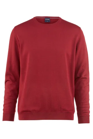 OLYMP - R-Pullover Basic Merino bordeaux