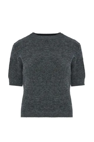bsb - Kurzarm-Strickpullover grau - Gr. - S