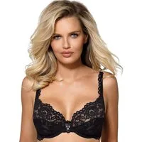 Róza Lingerie Bügel-BH Bügel-BH Newia schwarz Balconette Blumenmuster Spitze (einzeln, 1-tlg)