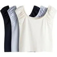 The Set Shirttop The Set T-Shirts mit geraffter Schulter, 3er-Pack (3-tlg)