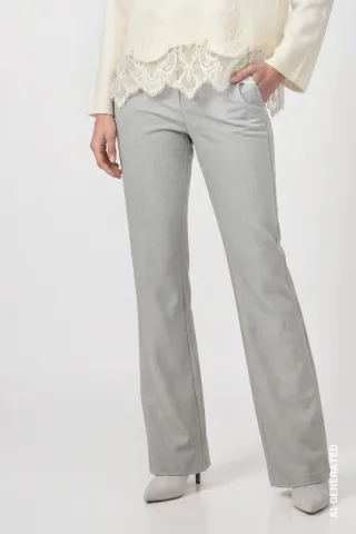 monari - Wide Leg Business Hose light grey melange - Gr. - 38