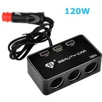 Bolwins O14C 120W KFZ 3x Steckdose Zigaretenanzünder Ladegerät Verteiler USB Universal-Ladegerät (3400 mA, Packung, 1-tlg., 1x KFZ/LKW Zigarettenanzünder Verteiler, 3-fach Verteiler mit LED-Spannungsanzeige und 2x USB)