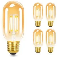 ZMH LED-Leuchtmittel T45 E27, LED Glühbirne 4 W, 2700 K warmweiß, E27, 4 St., 2700K, Vintage Filament, nicht dimmbar