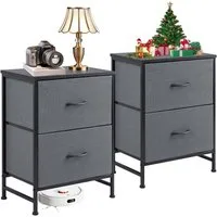 IDEASY Schubkastenkommode Schminktisch, Nachttisch, Kommode (2er-Set) mit 2 Stoffschubladen (Schnellmontagemöbel, Metallrahmen, Stoffschrank, Geeignet für Schlafzimmer Büro Garderobe Eingang Flur Kinderzimmer), Kleiderorganizer mit Griffen Lagerschra