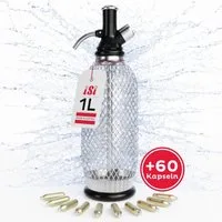 iSi Wassersprudler Soda Maker Classic + 60 Soda Chargers, (1 Soda Maker Classic, 60 Soda Charger), Vintage Wassersprudler Set, BPA-Frei, Mit 60 Soda Chargers
