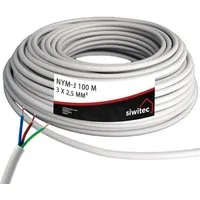 siwitec Kabel, J 3 x 2,5 mm2, 100 m Kabelring, Installationskabel, Mantelleitu Stromkabel, (10000 cm)