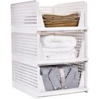 JEOBEST Organizer Schrank Organizer Kleiderschrank, Schließfächer, Kleiderschränke, (Set of 3), Faltbare Schubladenboxen und Stapelbar Aufbewahrungsbox
