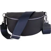 MIRROSI Bauchtasche Damen, Echtleder, Leder, Made in Italy, Umhängetasche, Brusttasche, (Schultertasche für jeden Anlass (1 Tasche & 2 Gurte), 3 Größen auswählbar), Crossbody Bag, Schwarz, gemusterten& verstellbaren Schulterriemen