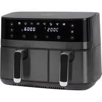 Doppel-Heißluftfritteuse PC-FR 1295 H edelstahl (dunkel)/schwarz, 2.700 Watt, 2 Körbe 5,5 + 3,5 Liter