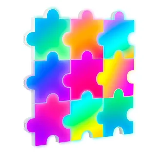 Elfeland 9Pack RGBIC Puzzle Quantum Light Panels DIY Splicing Wall Lights with Music Sync APP & Remote Control Gaming At