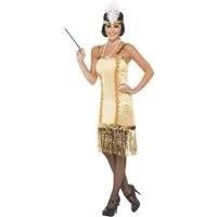 Smiffys Kostüm Goldenes 20er Jahre Charleston Kleid, Wie passend: Goldenes Abendkleid für Damen der Goldenen 20er