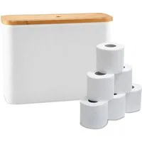 relaxdays Toiletten-Ersatzrollenhalter Toilettenpapier Aufbewahrung 12 Rollen (1-St), weiß