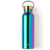 LEKKABOX Trinkflasche Edelstahl Trinkflasche, 600ml - Kinder Wasserflasche, auslaufsicher, Deckelunterseite aus Edelstahl und isoliert. Jedes Stück ein Unikat!