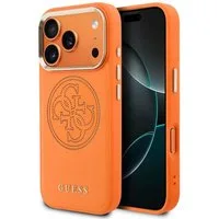 Guess Handyhülle iPhone 17 Pro Max Kunstleder orange MagSafe kompatibel Logo gelocht 6,9 Zoll, Kantenschutz