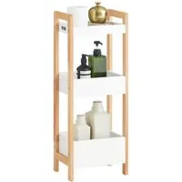 SoBuy Badregal FRG226, Badezimmerregal schmal, Duschregal Toilettenregal Nischenregal, Standregal Küchenregal mit 3/4 Ablagefächern, Badregal stehend