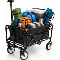 BigDean Bollerwagen faltbar bis 80kg grau/schwarz - kompakter Transportwagen (für Camping, Einkäufe, Garten, Festival & Ausflüge, 1-tlg., Bollerwagen), Kompaktes Packmaß, robuste Konstruktion, vielseitig einsetzbar