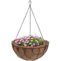 Spetebo Blumenampel Metall Blumenampel mit Kokos Einsatz - 30 cm (Stück, 1 St., Blumenampel), Blumenschale zum Hängen inklusive Kette