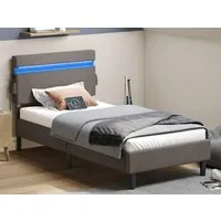 VASAGLE Polsterbett Bettrahmen, modern (90 x 190 cm), mit Kopfteil, LED, mit 2 Ladeanschlüsse