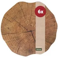 matches21 HOME & HOBBY Platzset Abwaschbare Tischsets 6er Set Baumstamm Holz-Optik rund, (6-St), Platzsets als Tisch-Untersetzer und Tisch-Deko für Esstisch Teller