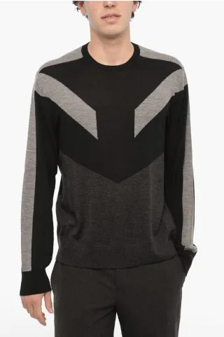 Zweifarbiger MODERNIST Wollpullover in Nero, Grigio