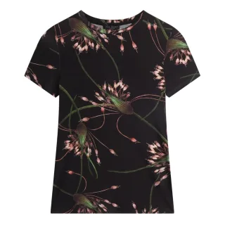 Ted Baker Lexiii Bedrucktes, Tailliertes Schwarzes T-shirt