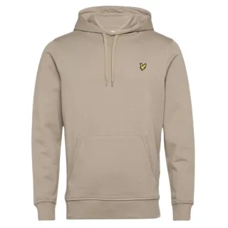 Khakifarbener, rauchbeiger Pullover-Hoodie mit Lyle & Scott-Logo