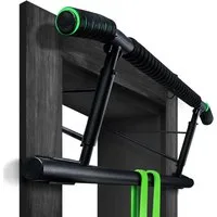 Veluris Klimmzugstange Türrahmen - ohne Bohren, bis 200 kg, 20 cm mehr Freiraum, abgerundet, Klappbar, rutschfeste Schaumgriffe, für Klimmzüge, Dips & Push-ups