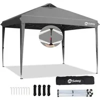 Sekey Faltpavillon 3x3 Wasserdicht Pop Up Pavillon mit Belüftung, Partyzelt UV-Schutz 50+, 3 wählbare Höhen: 240cm, 250cm und 260cm, Stabil und Windfest
