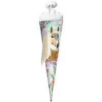Roth Schultüte Pferd Bella, 70 cm mit Wollmähne, rund, Filzverschluss, Roth-Spitze