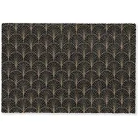MuchoWow Fußmatte Gold - Fächer - Schwarz, Rechteckig, innen Schmutzfangmatte, Tür, Schmutzfänger Flur, Teppich 60x40 cm