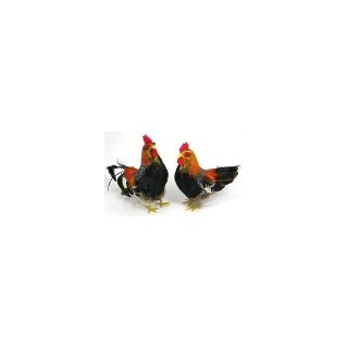 Federhahn und -huhn, 17 cm und 18 cm, 2 Stück