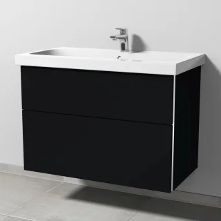 Sanipa 3way Waschtischunterbau zu Geberit iCon Light Waschtisch mit 2 Auszügen, Schwarz-Matt BS57508