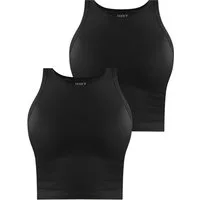 Janice Tanktop 2 x Damen crop Top hochgeschlossen Niah Kurzes Tanktop aus Baumwolle