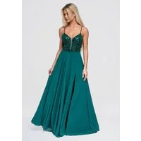 OMBRE Abendkleid Damen Abendkleid mit tiefem Dekolleté und Gorsettschnitt Grün M (kein Set, 1-tlg)