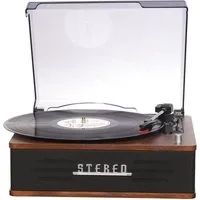 Denver VPB-262 Retro Plattenspieler mit Bluetooth & Stereo-Lautsprechern Multifunktionsspieler (Riemen - mit einstellbarem Auto-Stopp, Holz-Gehäuse, RCA-Ausgang, Auto-Stopp)