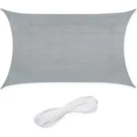 relaxdays Sonnensegel Rechteckiges Sonnensegel HDPE, (1-tlg), Hellgrau, 2x3m