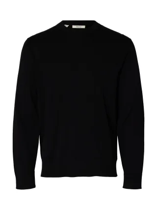 selected men - SLMTORINO LS KNIT REG CREW NECK NOOS Black - Gr. - M