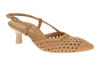Paul Green Damenschuhe 6144-010 Braun Sisal Sling Pumps Lack Trichterabsatz 5cm