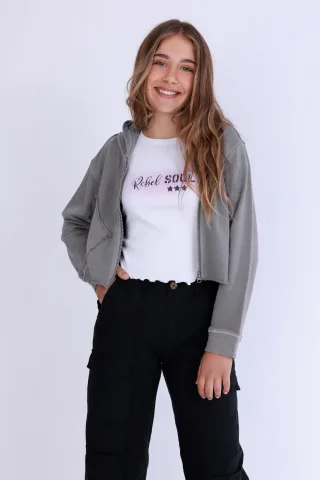 Blue Seven - Md Rippen Top, Rundhals weiss - Gr. - 176