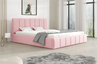 Polsterbett Doppelbett DETROIT Komplettset 180x200cm Stoff Magic Velvet Rosa