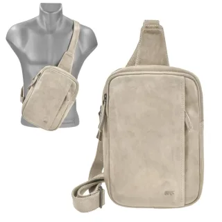 Crossbody Bag Herren Leder grau 2 Hauptfächer. Stilvolle Slingbag & Brusttasche für maximale Ordnung und Sicherheit in Ihrem Alltag | Bear Design