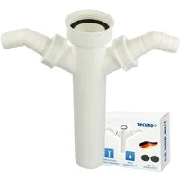 tecuro Siphon Tauchrohr Ø 40 x 250 mm mit Geräteanschluss für Spülensiphon, 2 Geräteanschlüsse