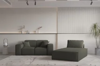 Sofa Set 2-teilig Sezlong und Sofa 2-Sitzer CELES PREMIUM Stoff Ascot Bukla M...