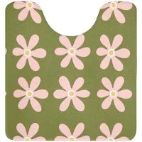 OnlyWow WC-Vorleger Blume - Modern - Grün, Höhe 10 mm, Polyester, U-Form, Vorleger mit Ausschnitt, Toilettenvorleger, Toilettenteppich