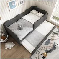 i@home Kinderbett mit Ausziehbett, Tagesbett Sofa Bett mit Lattenrost, 90x190cm (1-tlg., Ideal für kleine Kinderzimmer), Platzsparend und multifunktional