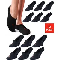 Chili Lifestyle Füßlinge mit Silicon Pad aus gekämmter Baumwolle für Damen und Herren (Multipack, 12-Paar, 2 Farbe Sneaker Socken) Anti Slip Invisible Socks ohne Naht mit Silikonpad gegen Verrutschen