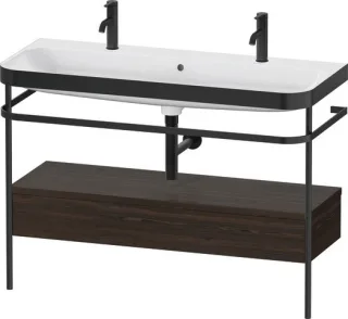 Duravit Happy D.2 Plus c-bonded Set mit Metallkonsole und Schubkasten Nussbaum gebürstet Matt 1175x4 HP4764O69690000
