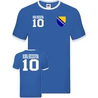 Blondie & Brownie T-Shirt Herren Bosnia Herzegovina Bosnien Sport Trikot Fußball Meister EM Euro Kontrastnaht