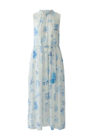 Oui - Maxikleid white blue - Gr. - 42