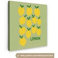 OneMillionCanvasses® Leinwandbild Zitronen - Blätter - Gelb - Muster, Fotodruck (1 St), Wandbilder für Esszimmer, Wanddeko Bilder Küche, 20x20 cm